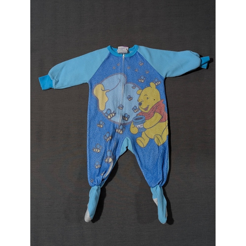 VTG Disney Winnie the Pooh Fleece Footed Pajamas Sleeper Sleepwear 12 Months